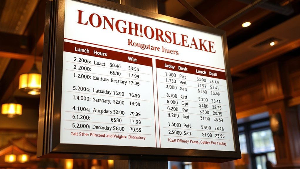 longhorn steakhouse lunch hours